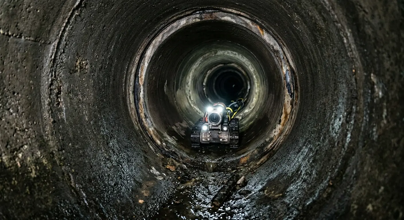 Robotic sewer camera inspecting pipe interior for Sewer Line Repair in San Jose